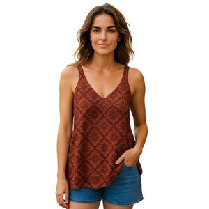 Xhilaration Asymmetrical Red and Orange Tank Top